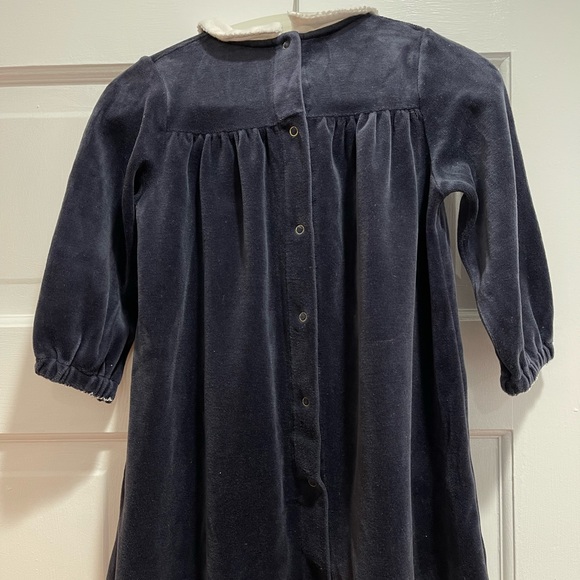 Little Girls 3T Cotton Dark Blue Snap Button Dress - Picture 2 of 4